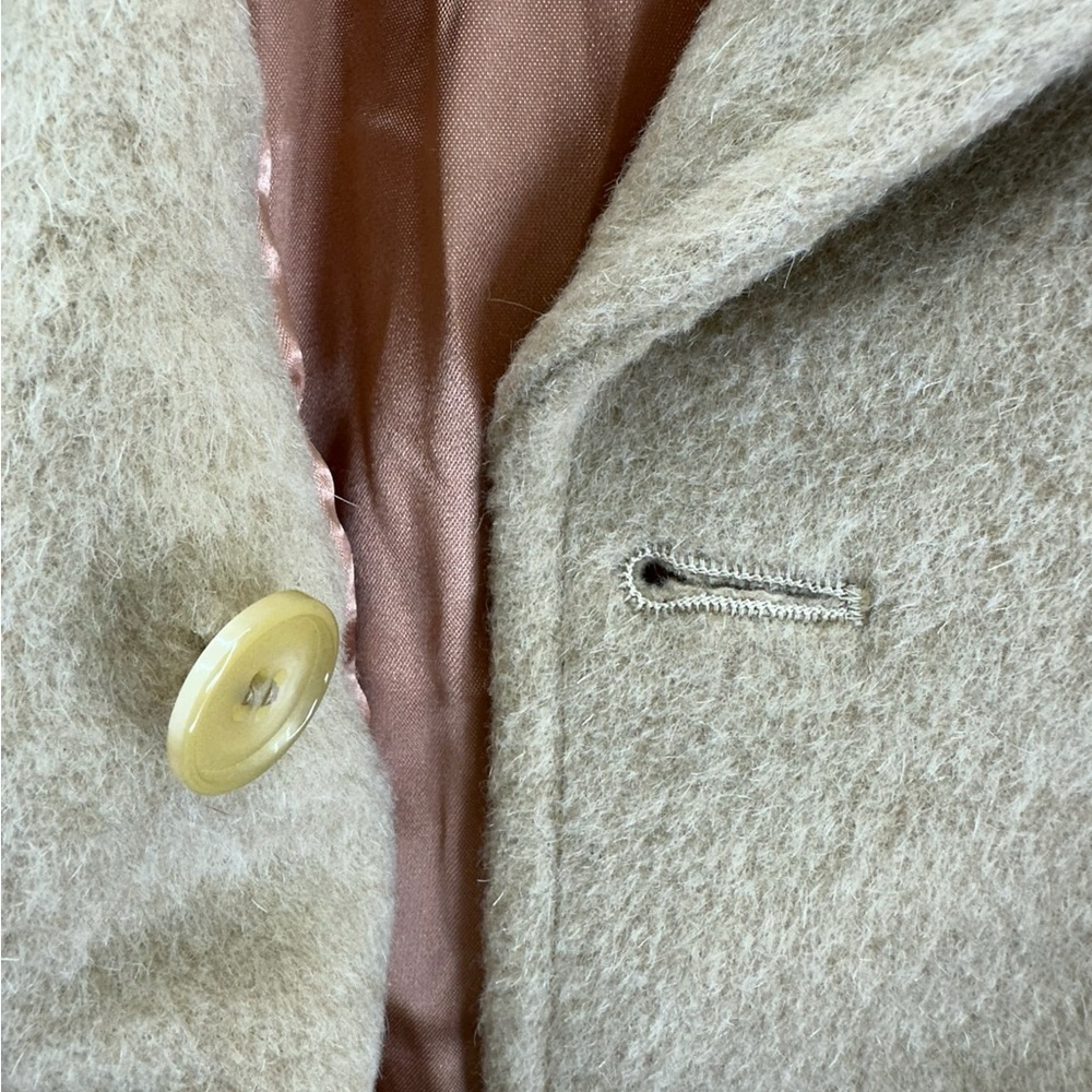 Vintage Pendleton Tan Belted Wool Winter Trench Coat Size Medium - Picture 5 of 6